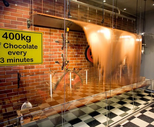 Image courtesy Phillip Island Chocolate Factory Image of a chocolate waterfall at the Phillip Island Chocolate Factory