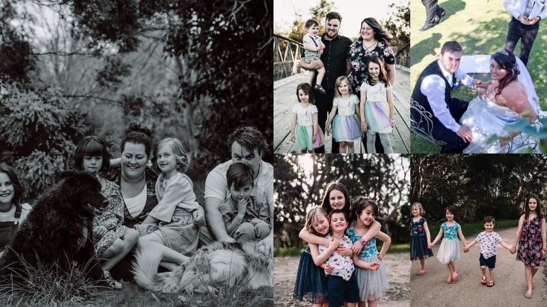 Pictured is a collage of photos featuring Jamie, his wife and four children. Pictured is a collage of photos featuring Jamie, his wife and four children.