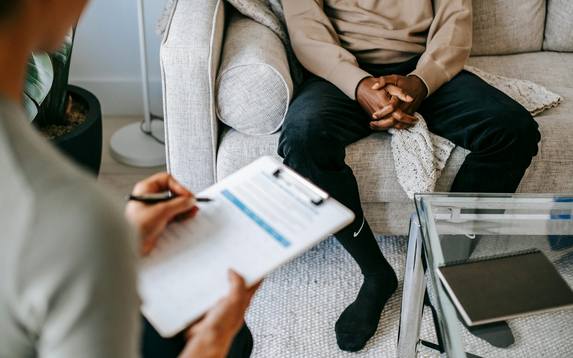 Counselling (13) man sitting in an office with a counsellor