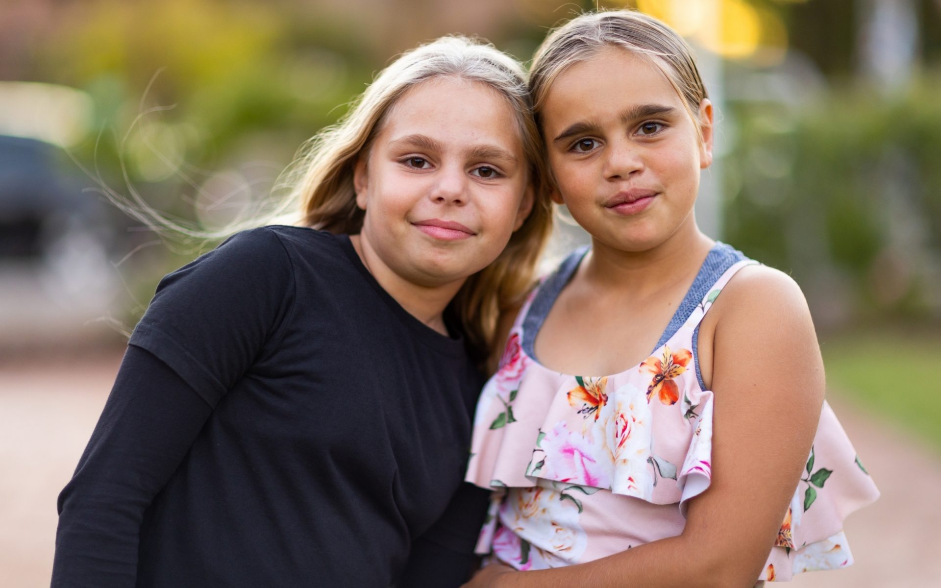 Indigenous (72) two female children smiling